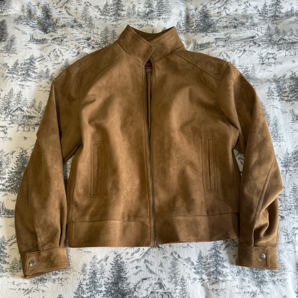 Brown Suede Zip-Front Women's Jacket